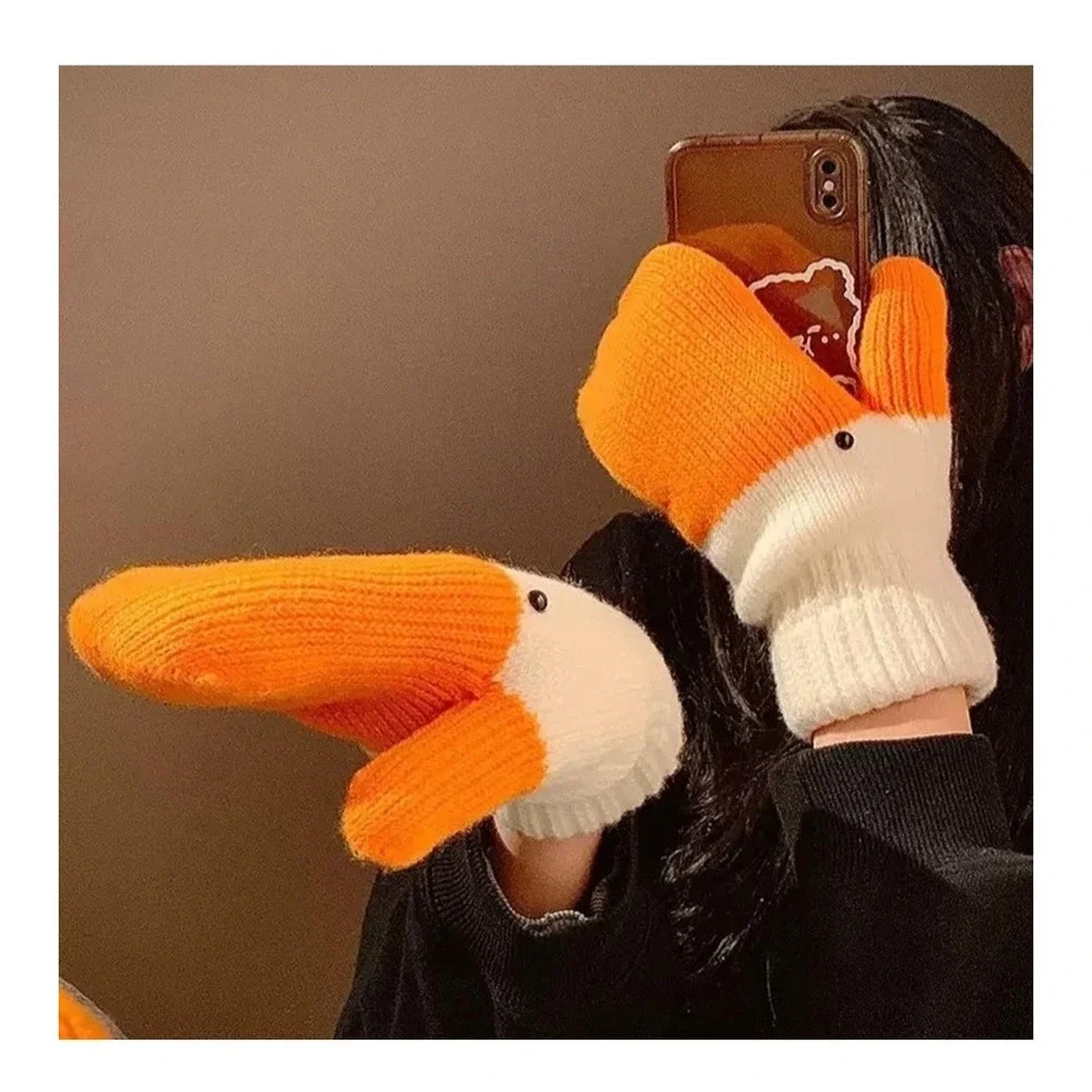 Silly Goose Gloves, Goose Mittens, Cute Duck Gloves with Warm Fleece Lining